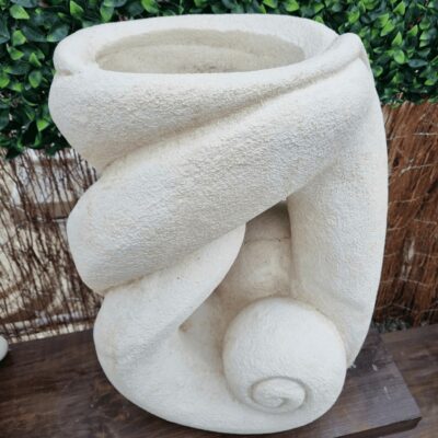 concrete bird bath rain catcher in antique cream colour