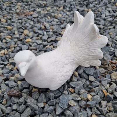 White concrete dove 16cm length garden ornament
