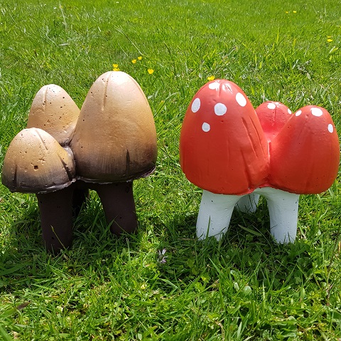 Two Concrete Mushroom Trio